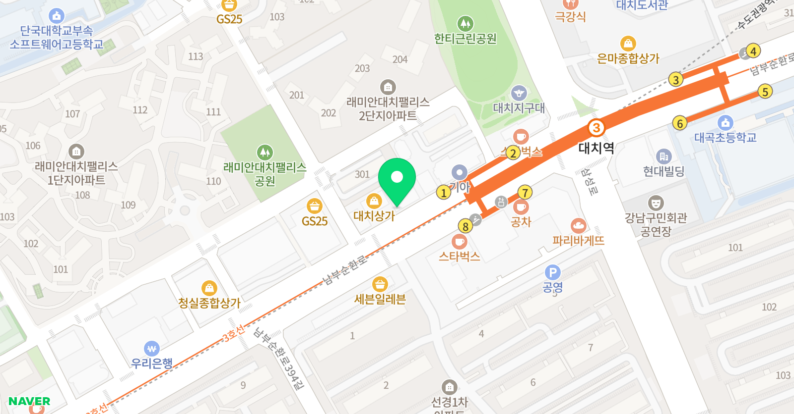 짱솔 학원 대치본점 위치