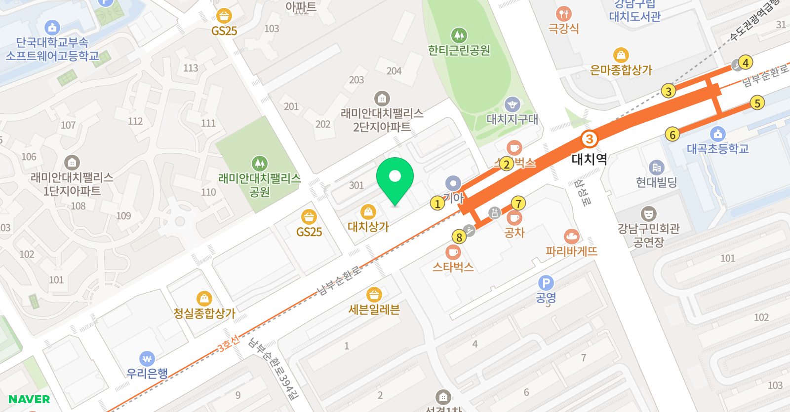 탑티어 학원 대치본관 위치