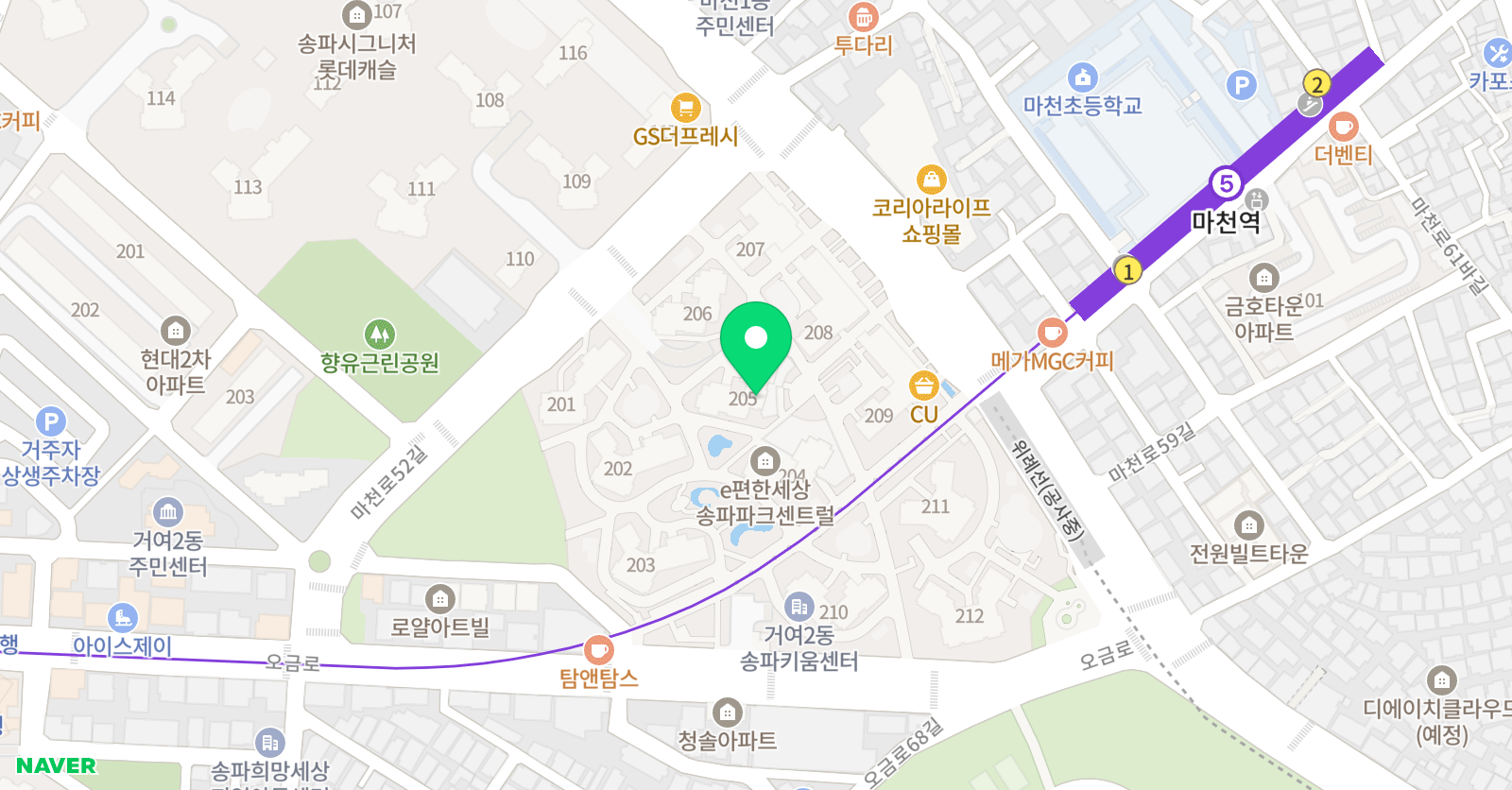 솔루니 송파파크센트럴 홈스쿨 위치