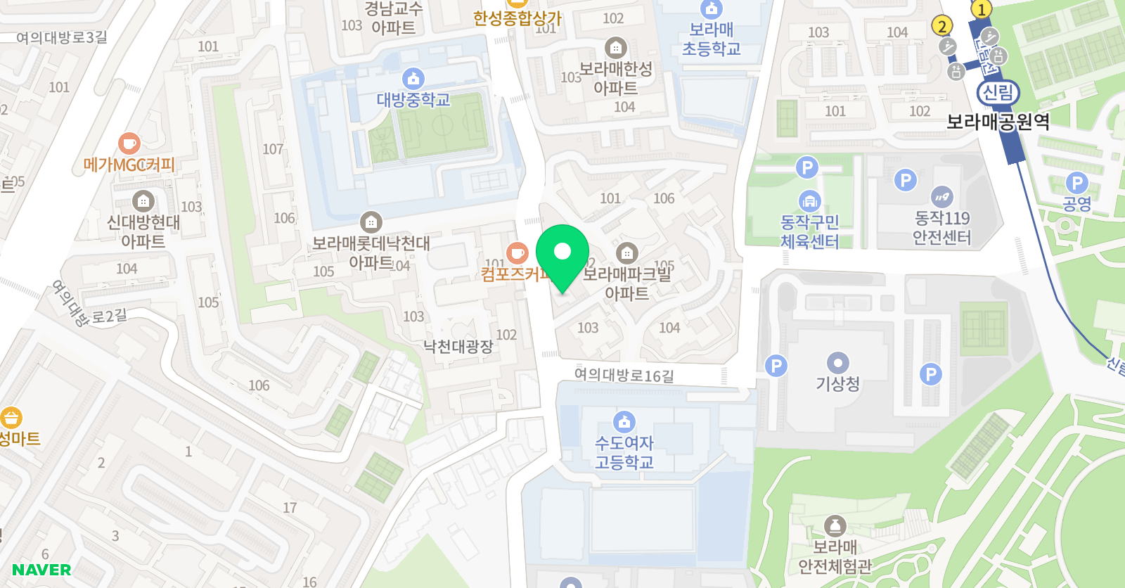 뮤엠 영어 보라매어바인점 위치