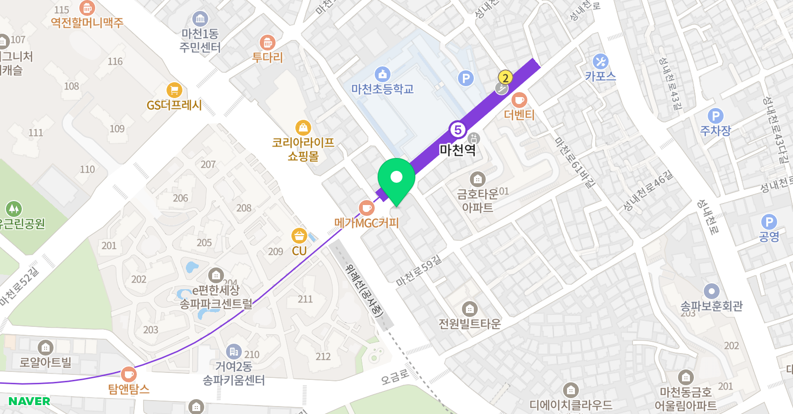 뮤엠 영어 마천점 위치