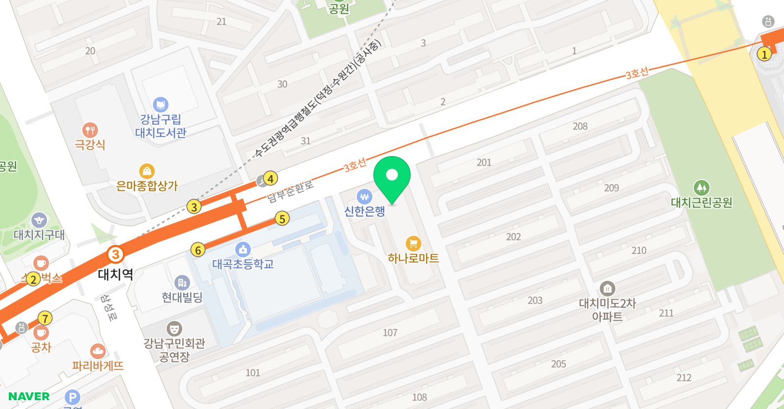 큐리어스 대치지점 학원 위치