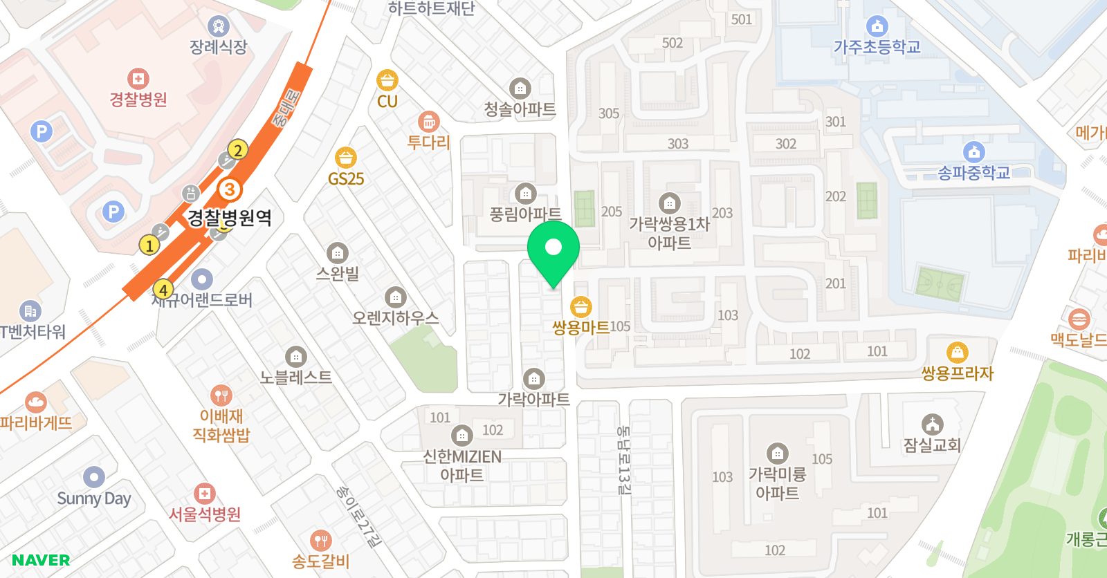 홍익 현미술학원 위치