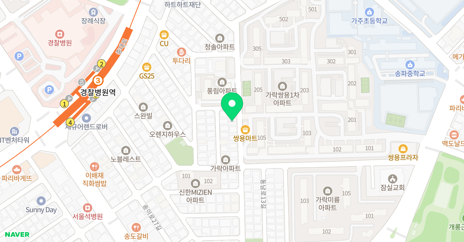 뮤엠영어 가락점 위치