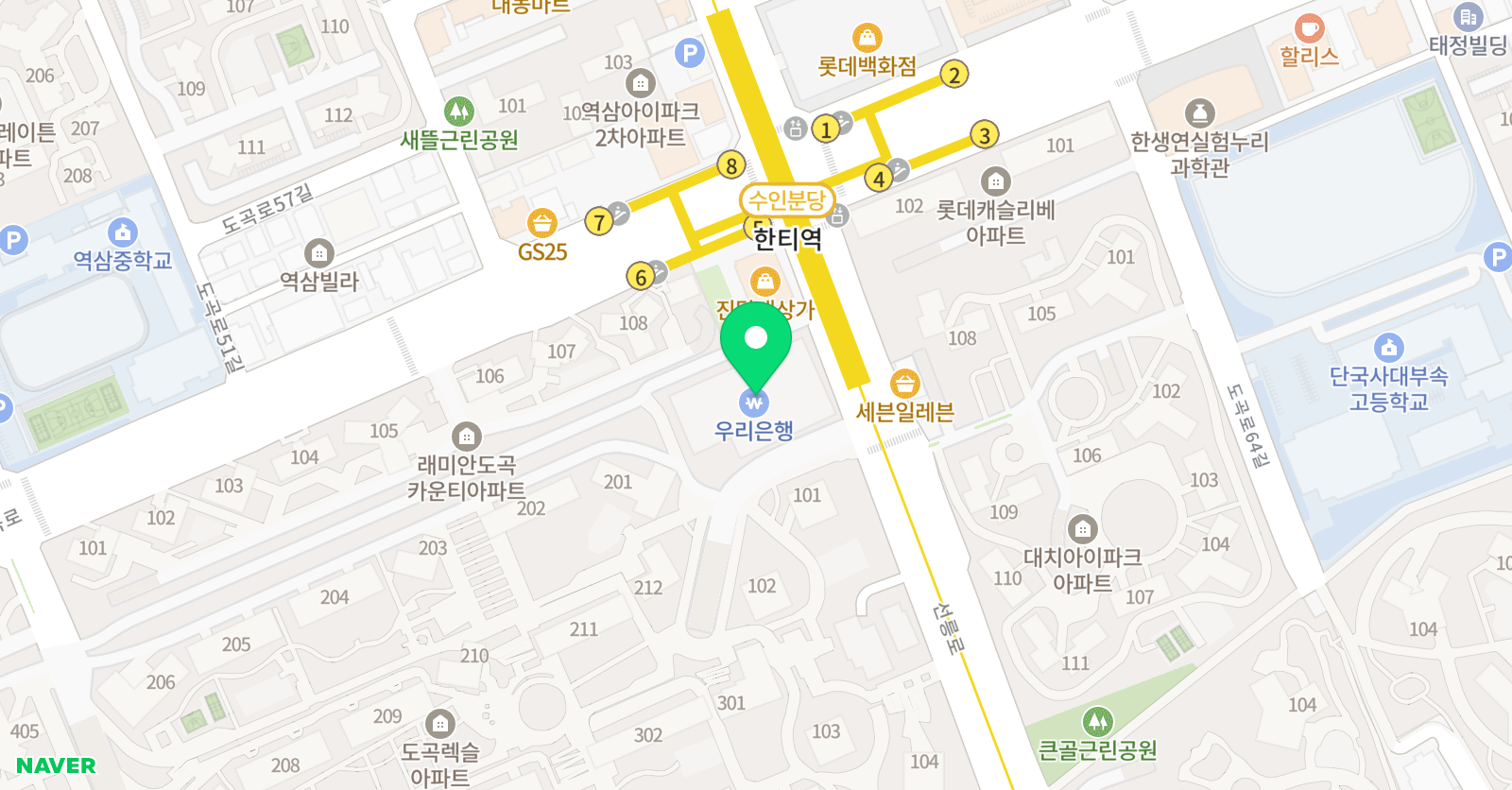 홍익아트 미술교육원 도곡렉슬점 위치