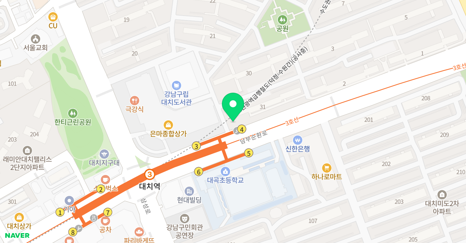 YBM리딩클럽 강남대치3센터 위치