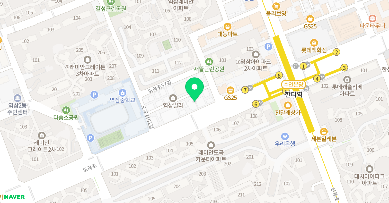 예설라 대치직영원 2관 위치