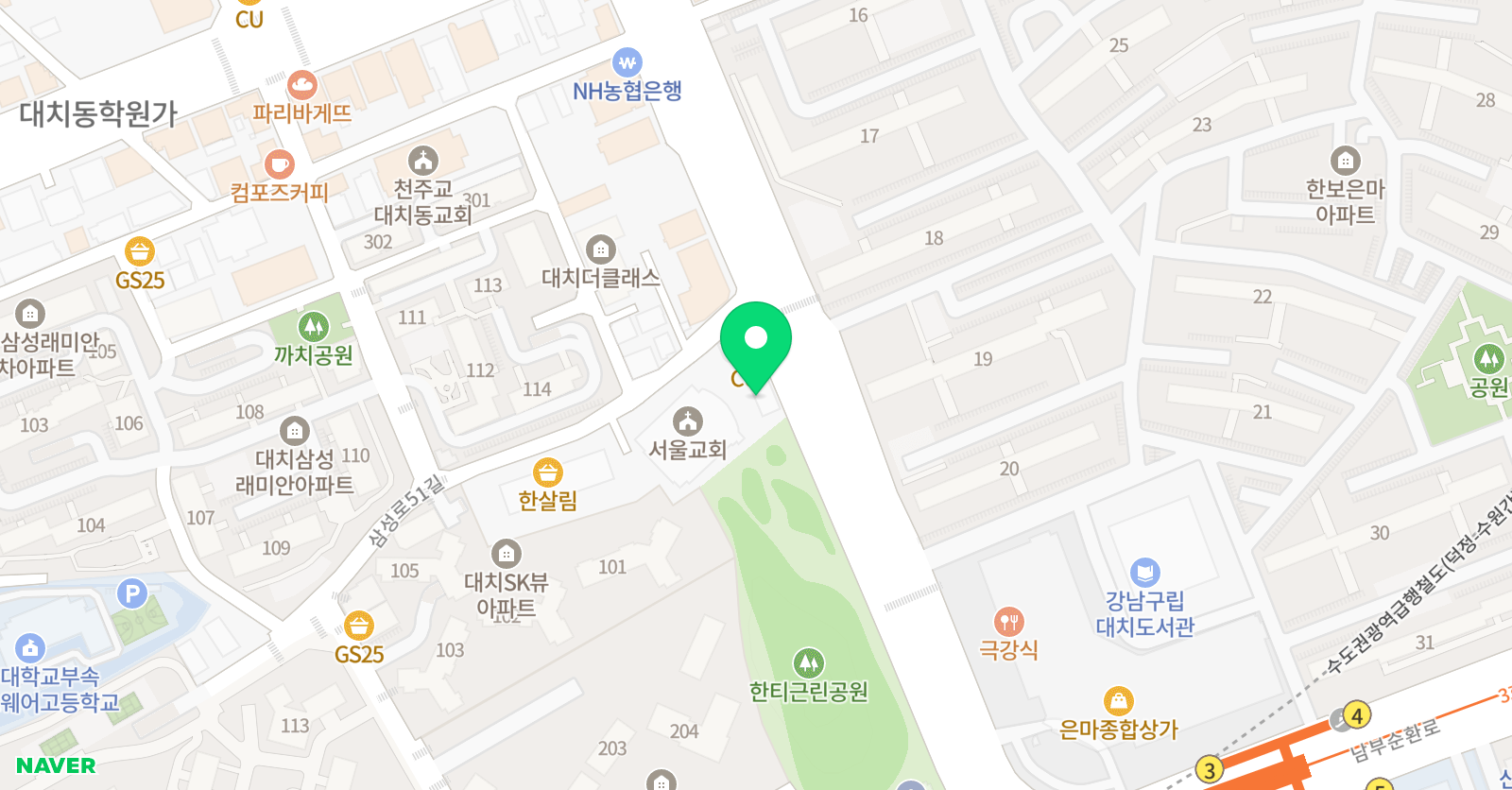 수학의힘 대치1본원 위치
