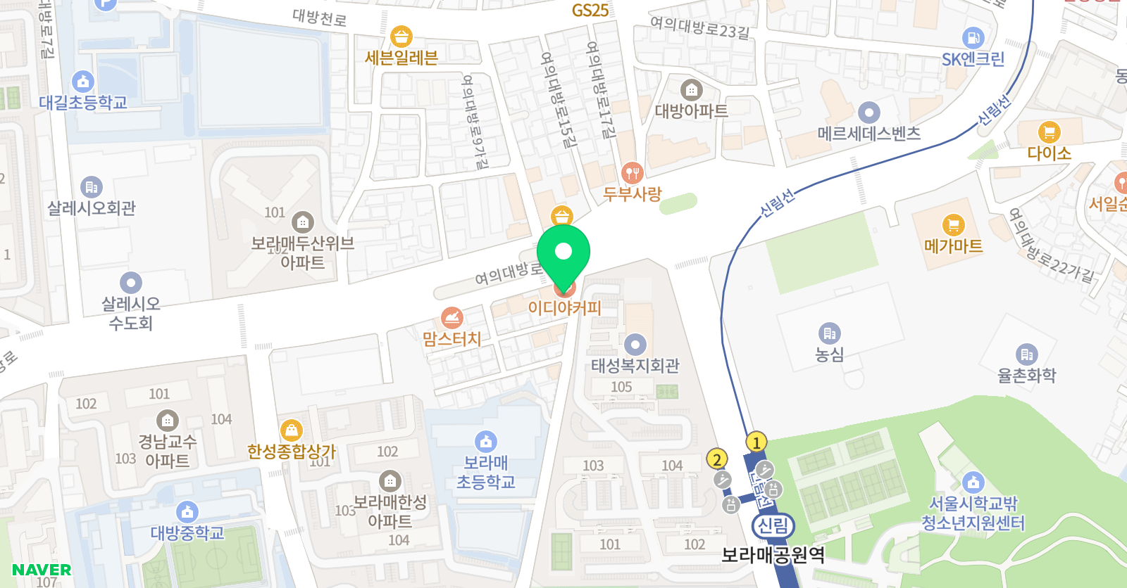 스마트해법 수학 동작보라매파크빌점 위치