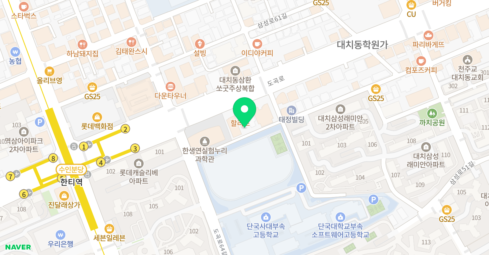 예섬 초등관 학원 위치