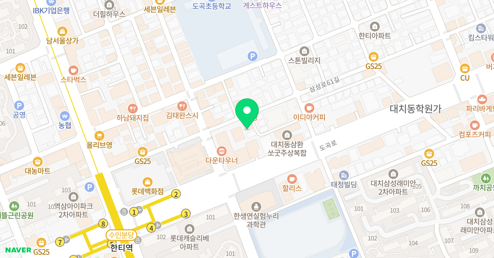 산김영준국어논술전문학원 프리미엄관 위치