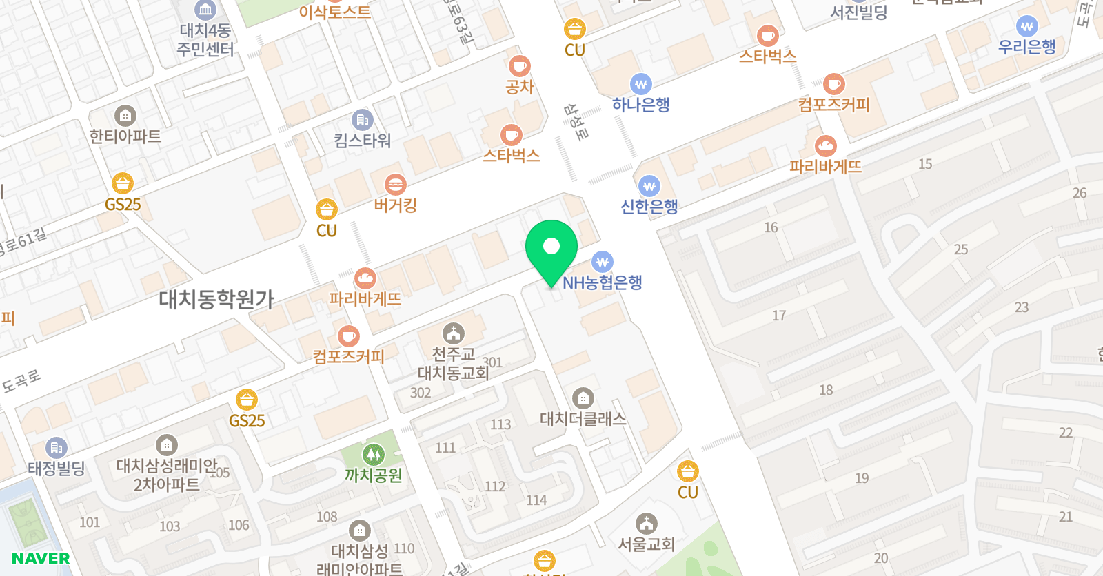 예찬 수학학원 위치