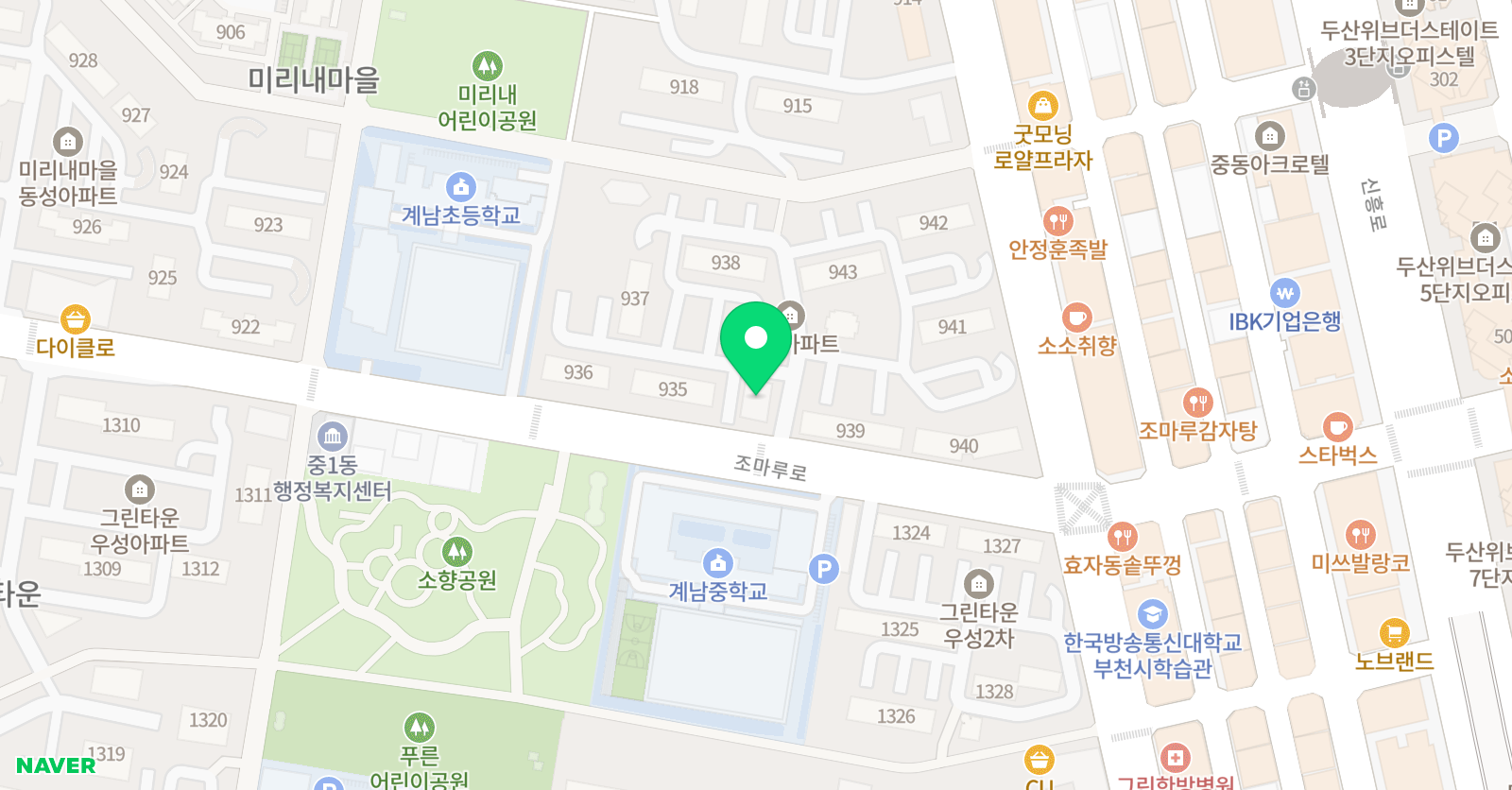 그린아트스콜레 부천 미리내점 위치