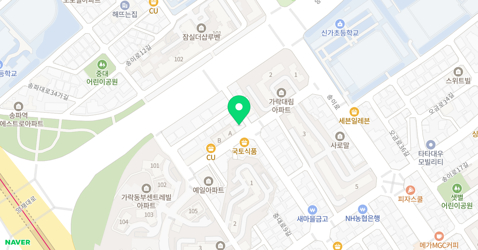 자라다남아 미술학원 송파가락원 위치