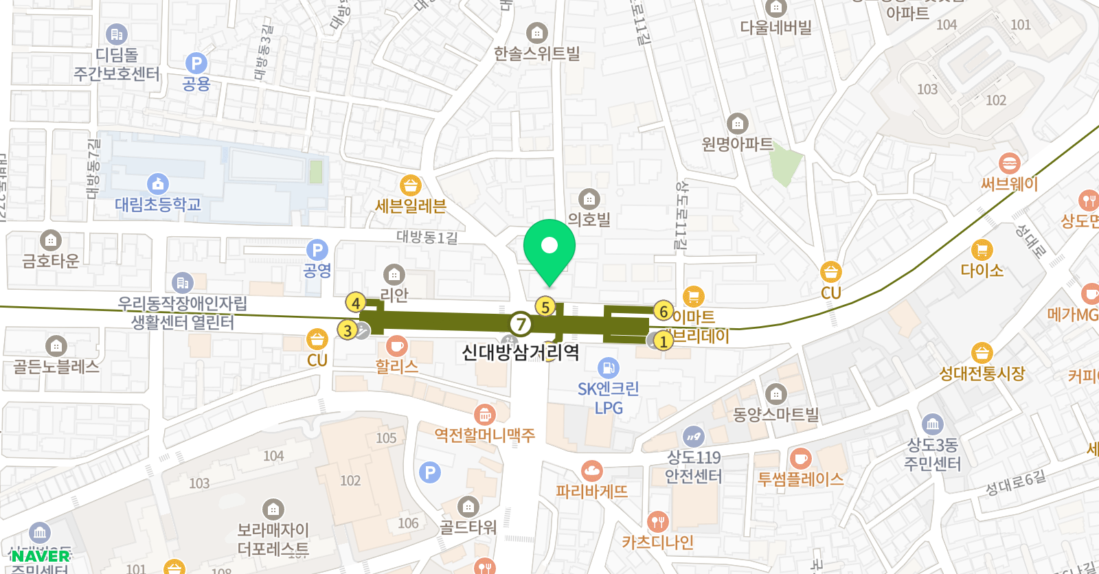 스마트해법 수학 대방대림점 위치