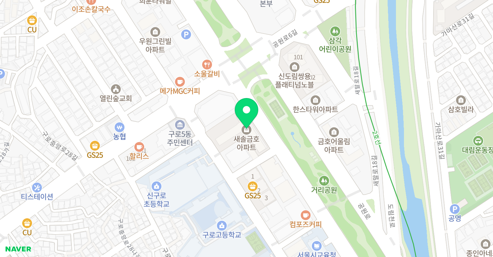 새솔뮤엠 영어수학학원 위치