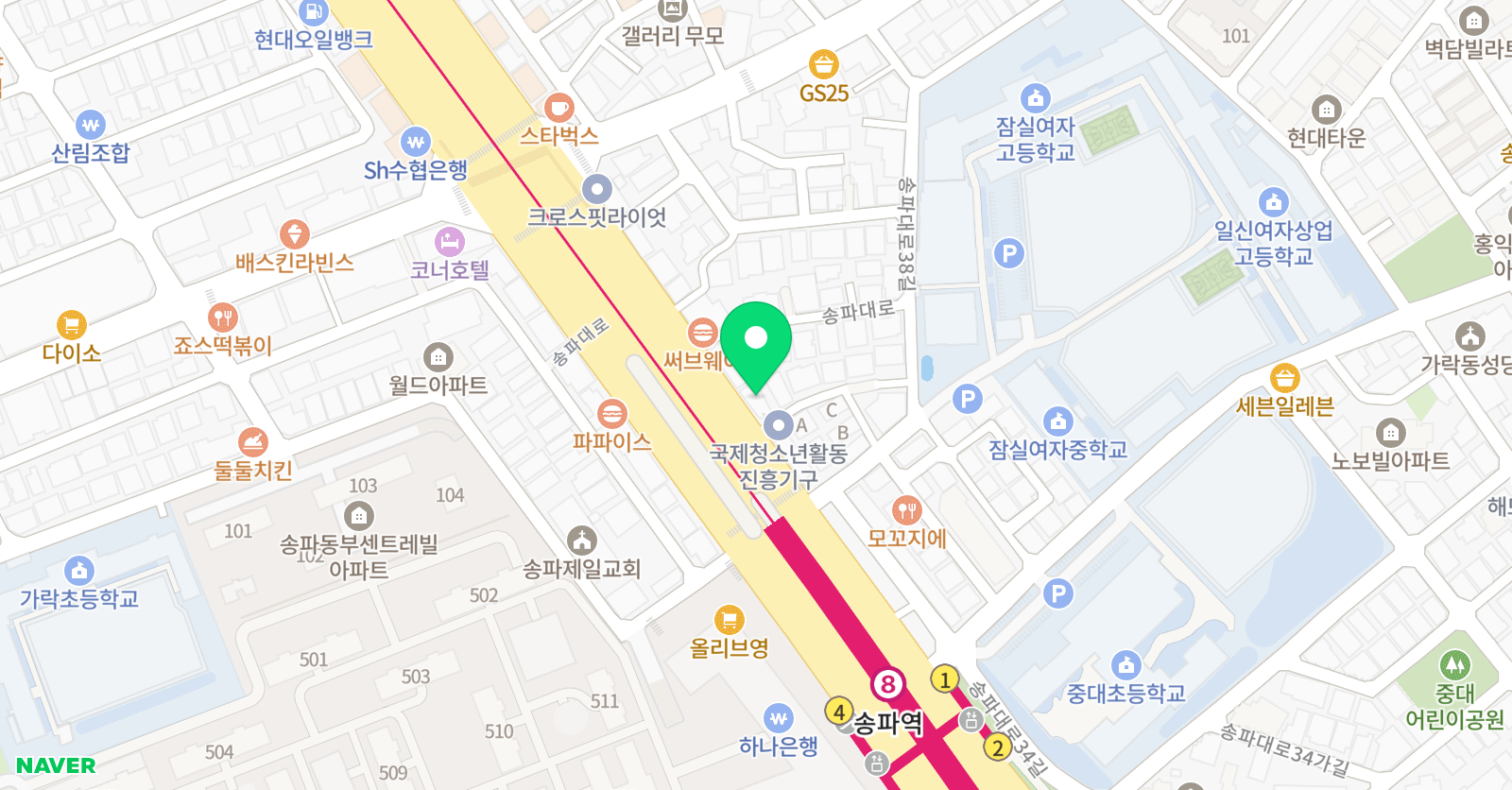 오늘 미술학원 송파동점 위치