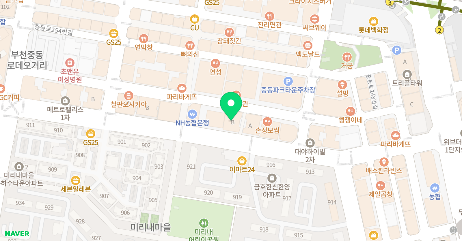 한솔교육 한솔교육 학원 부천지점 위치