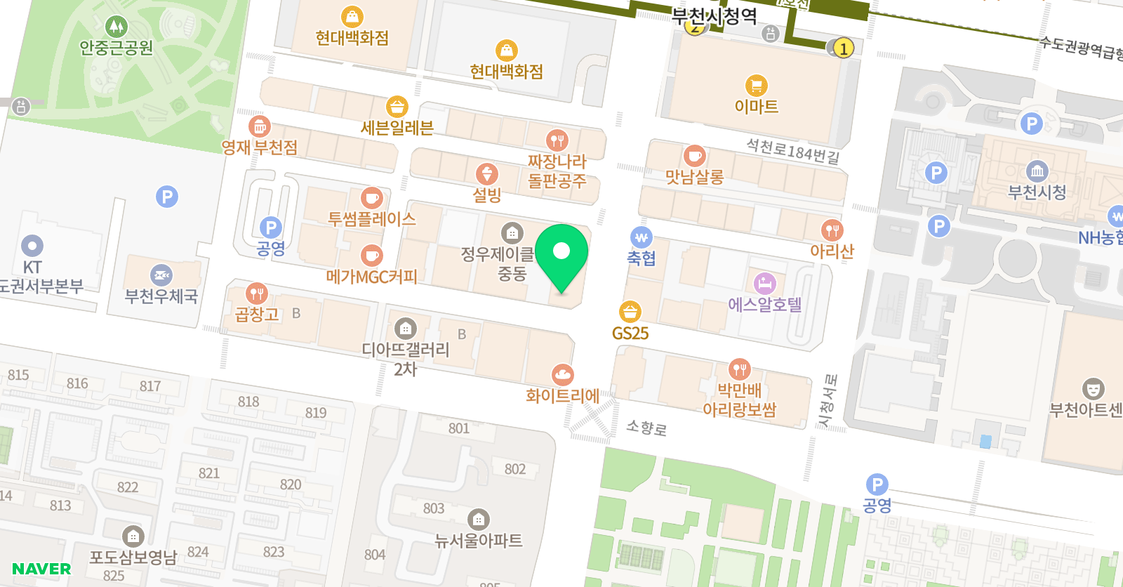 몽키즈클라이밍 부천중동점 위치