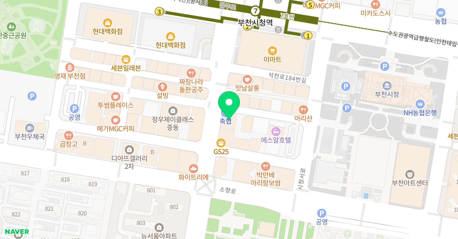 솔뫼 축구센터 부천중동점 위치