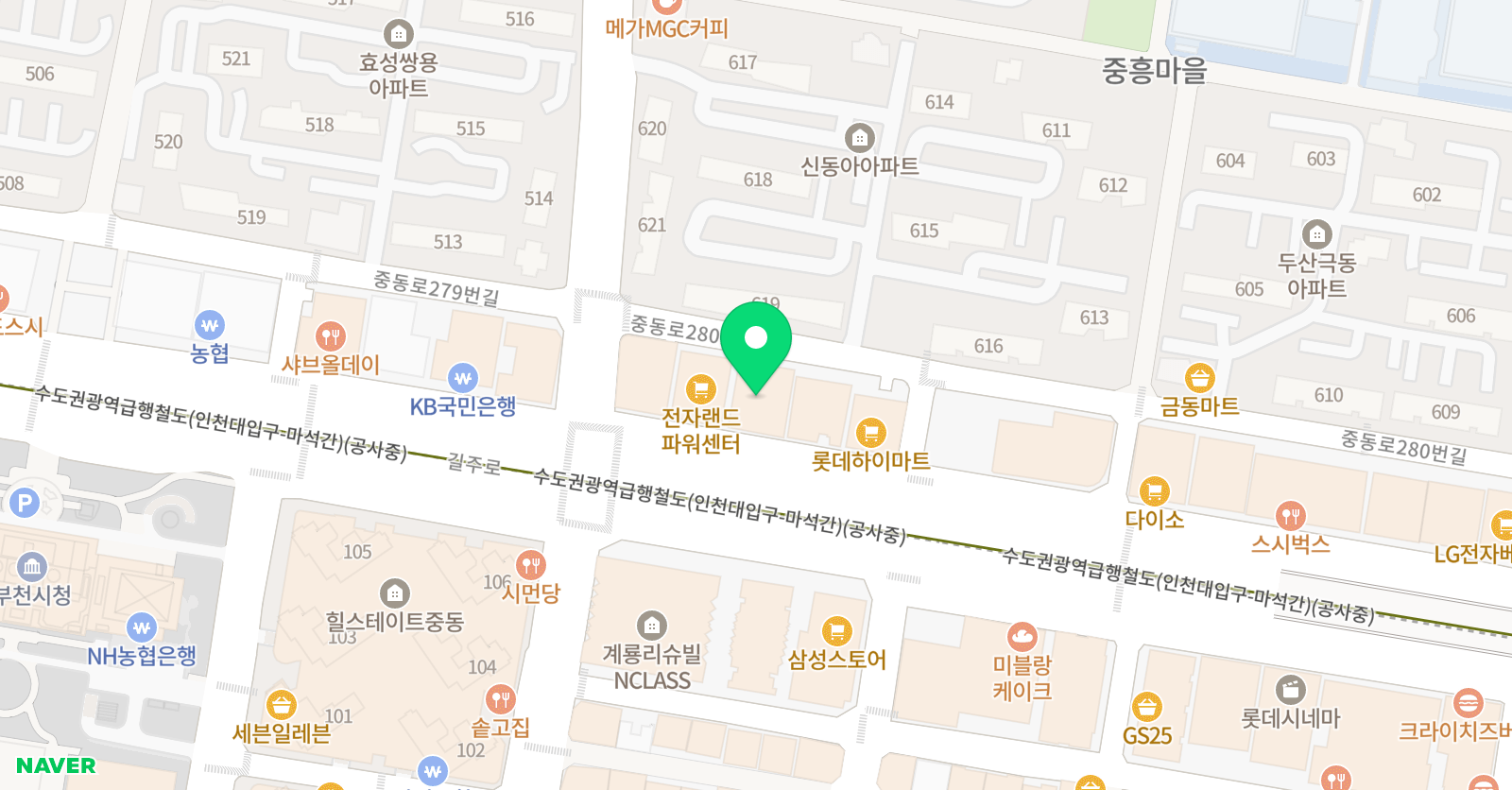 휴브레인 부천중동캠퍼스 위치