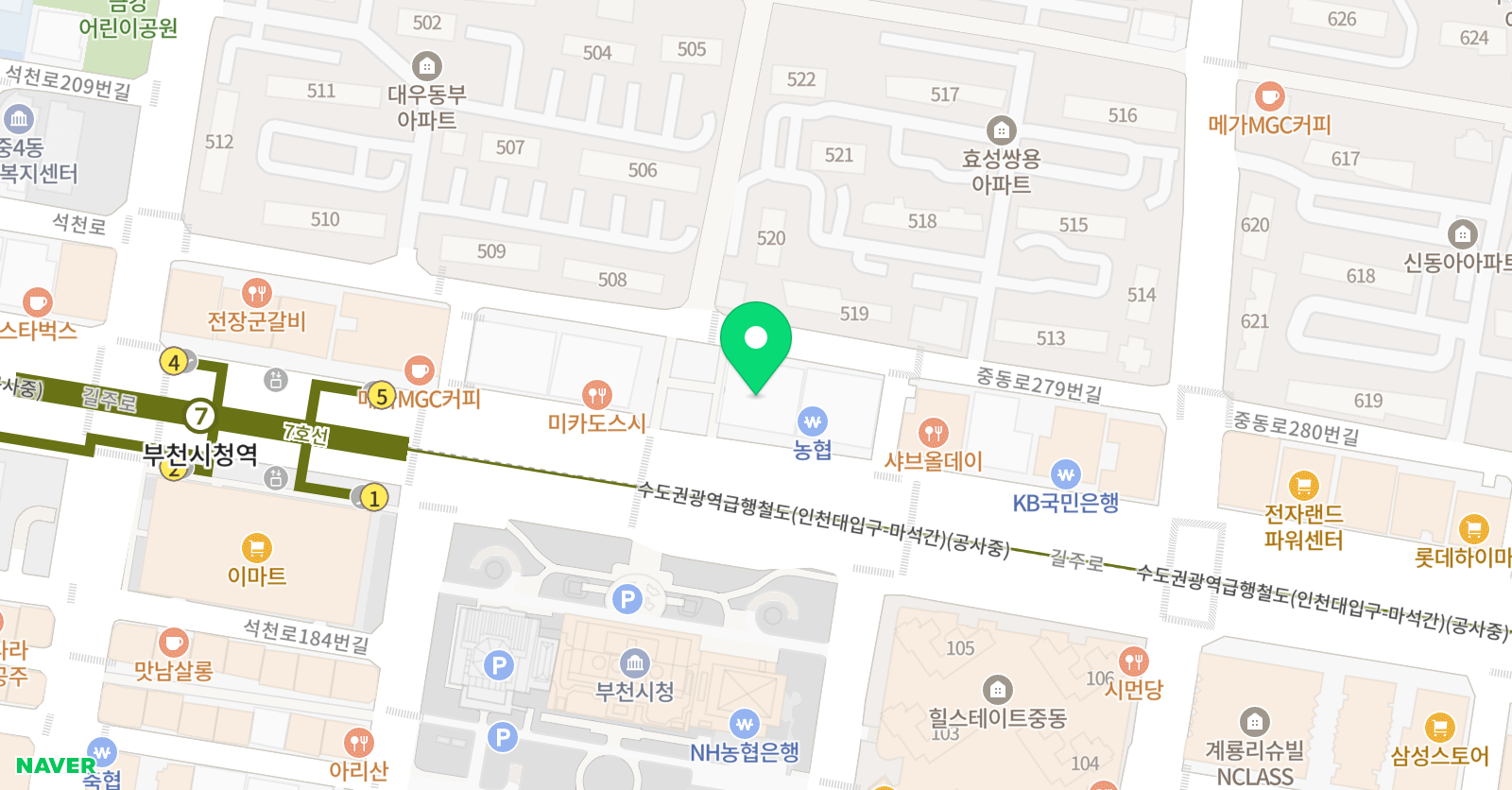 더블유플러스 학원 중동점 위치
