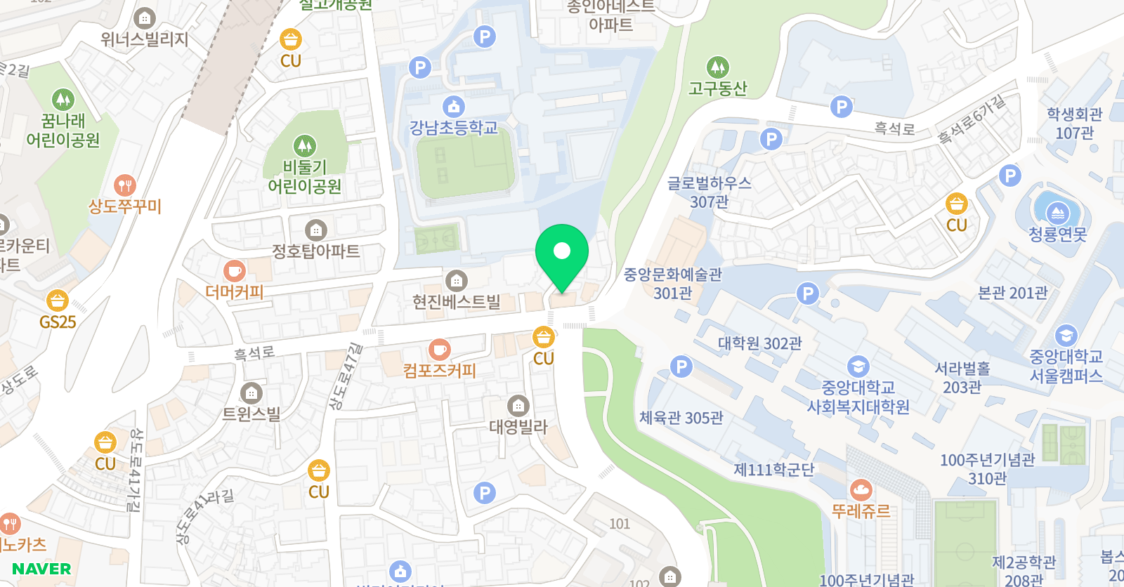 모던 리듬체조 흑석점 위치