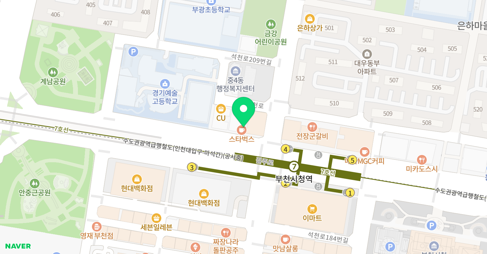 하이파이브 미술학원 부천캠퍼스 위치
