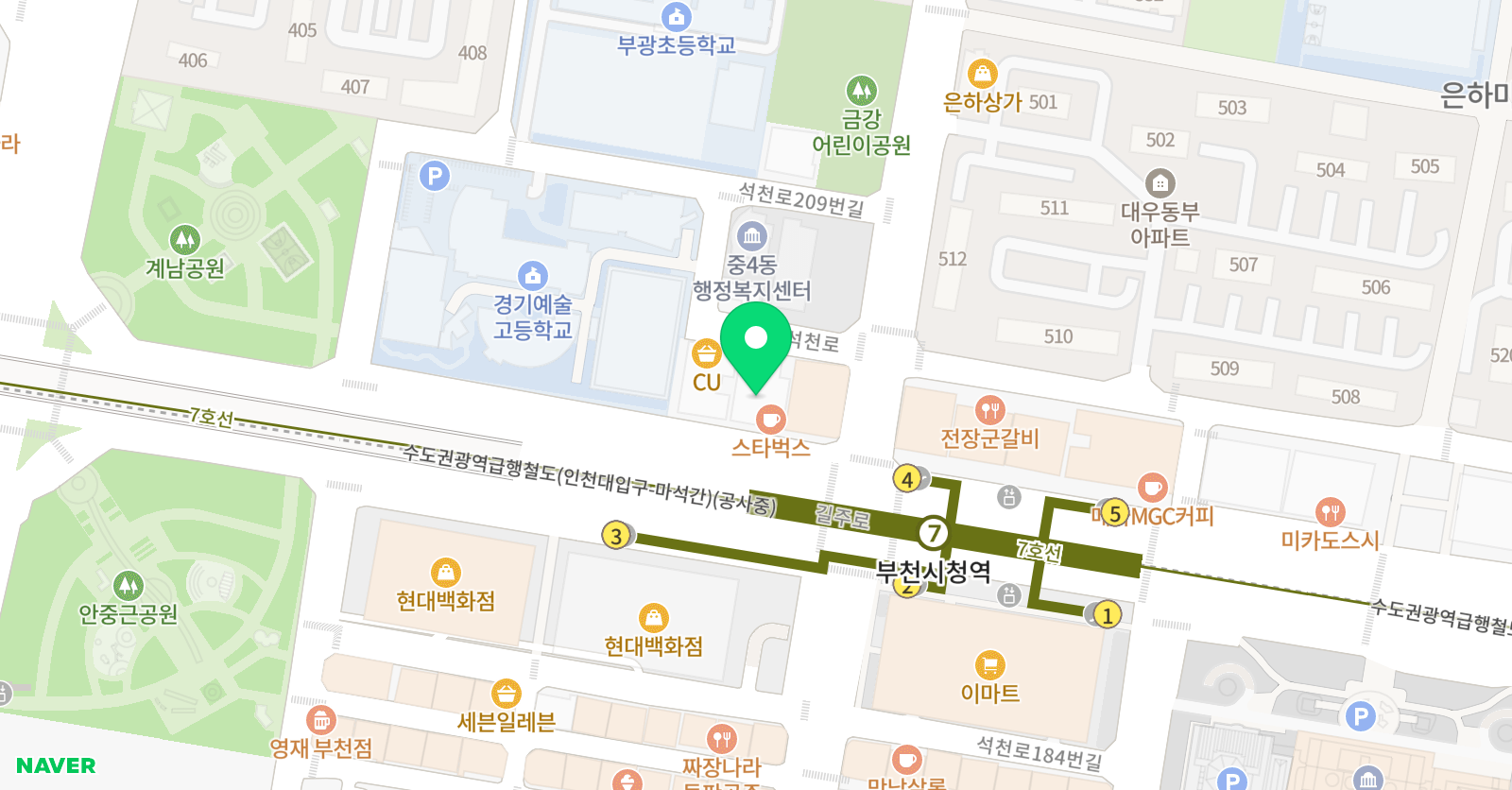 와이키즈 부천중동센터 위치