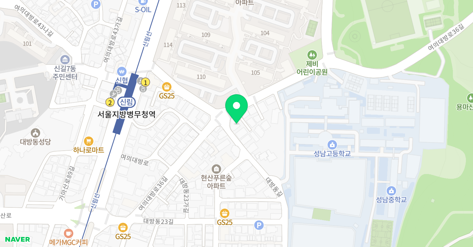 샤인 학원 초중등관 위치