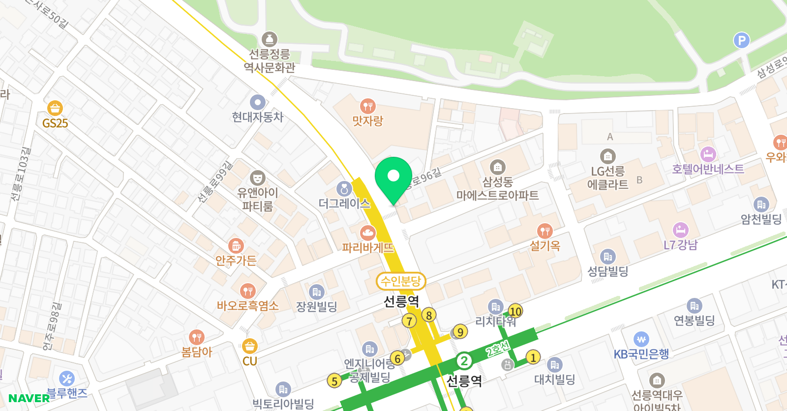 스완발레스튜디오 선릉점 위치