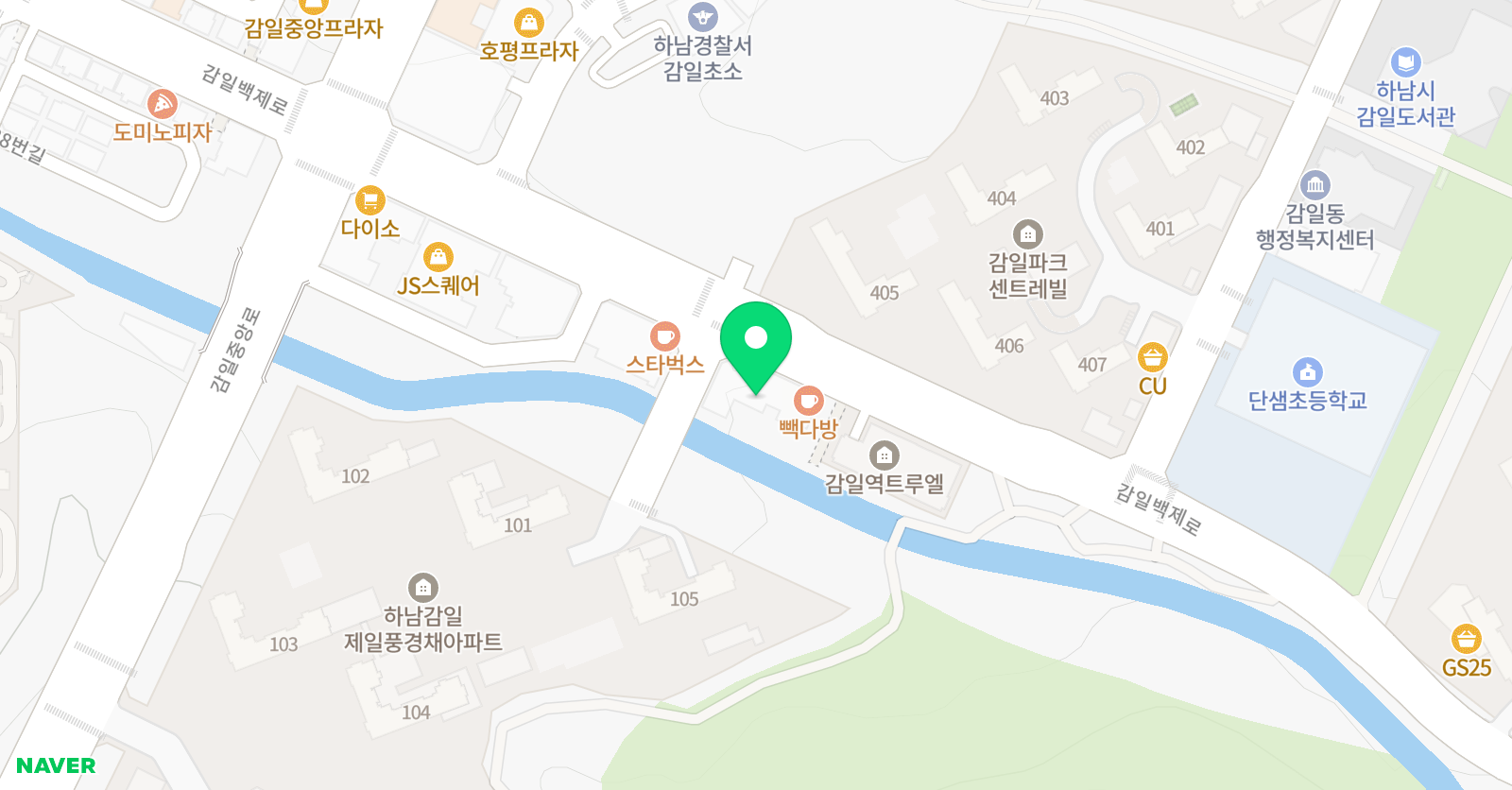 귀큰여우창작소 미술학원 하남감일센터 위치