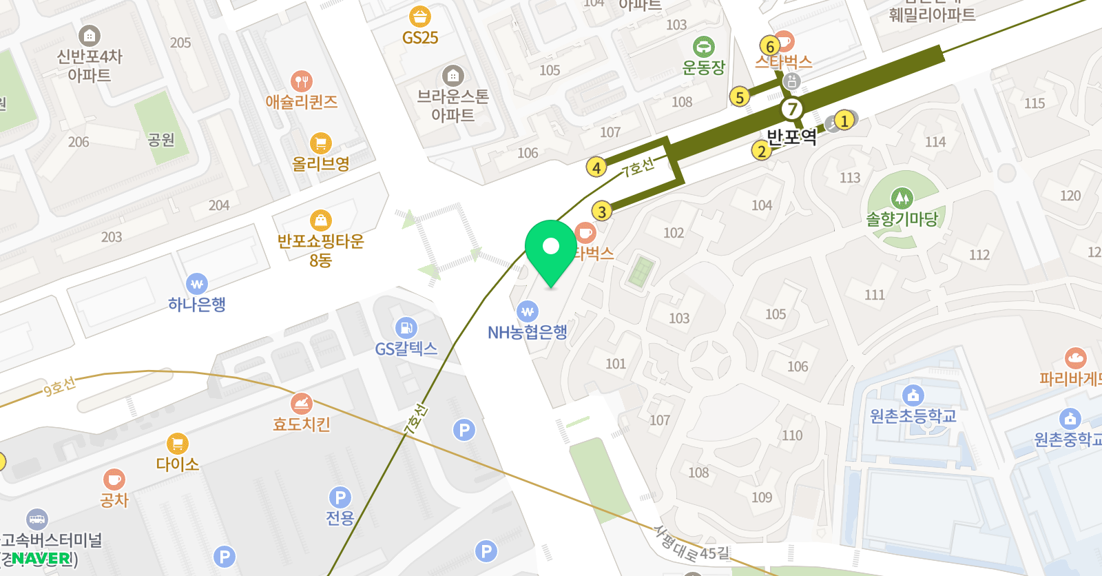 상위권 수학 반포자이점 위치