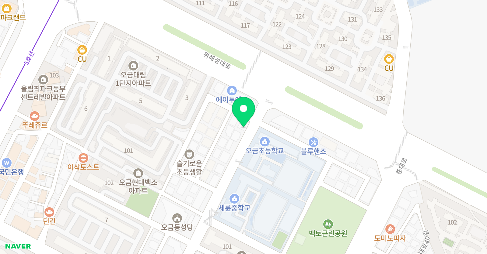 올림픽중등 씨앤씨 미술학원 위치