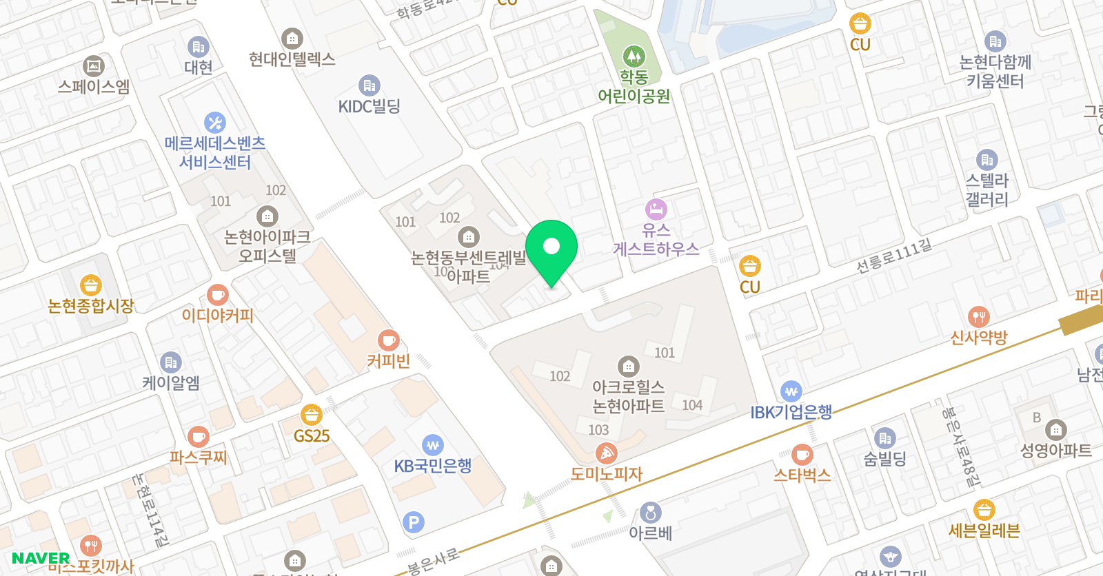 VTA 논현학동수련관 위치