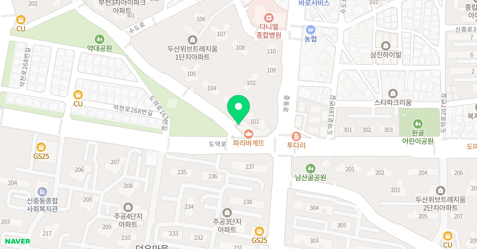 빨간펜 수학의달인 약대두산위브점 위치