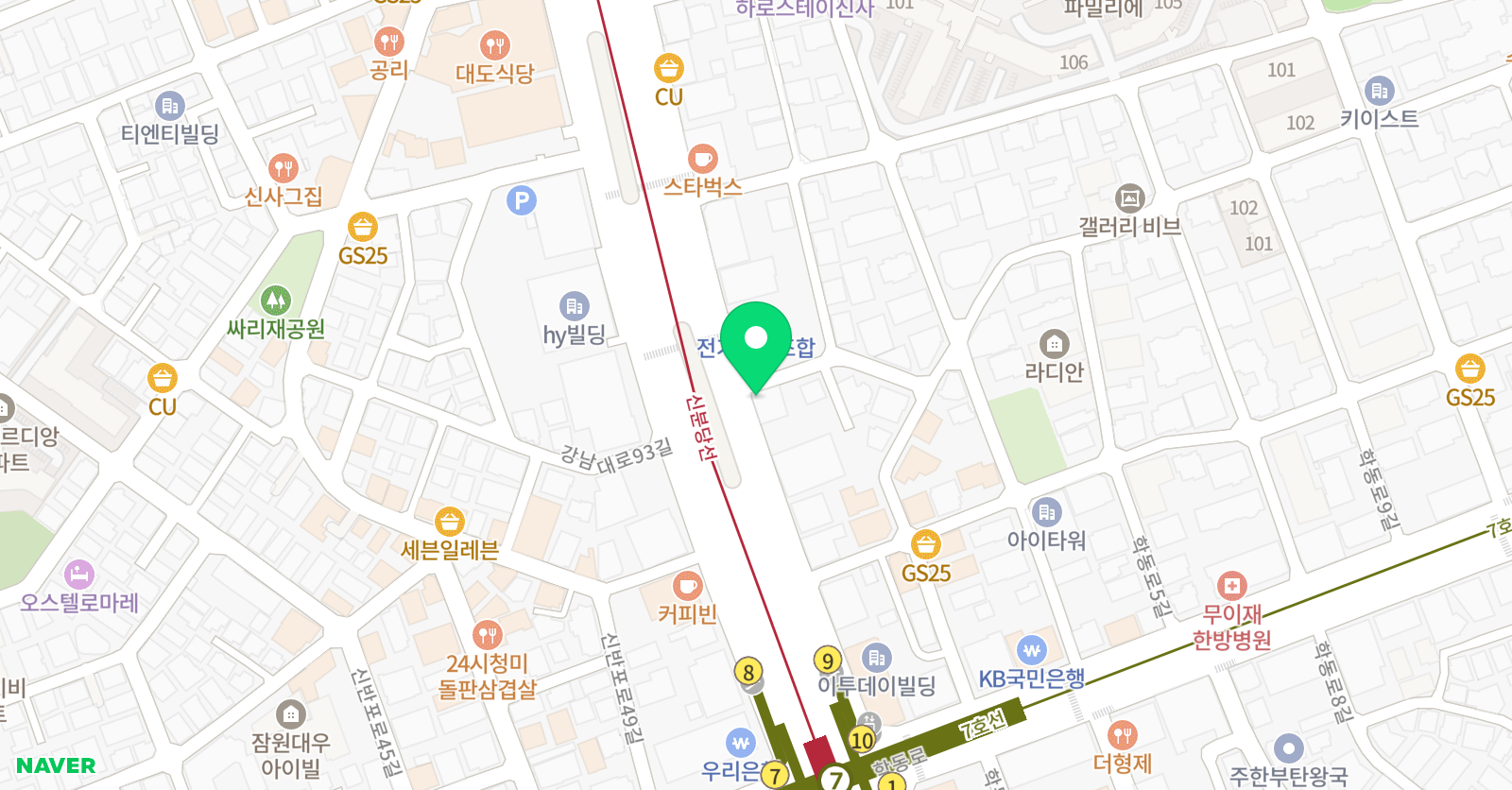 강남아크로바틱마샬아츠트릭킹 팀제스트 논현점 위치