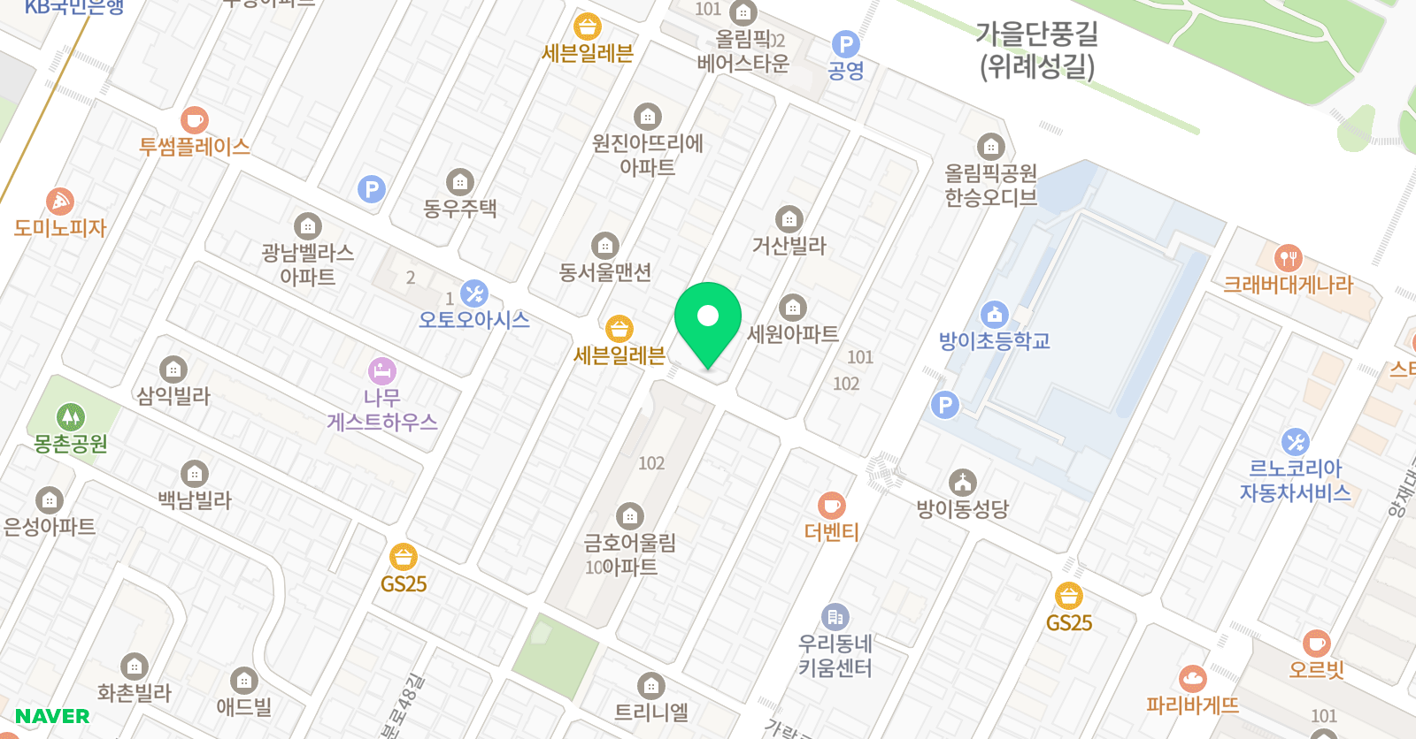MTA 용인대 방이 태권도 위치