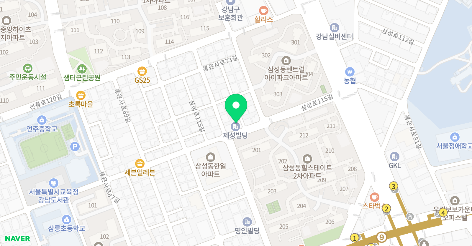 숨 뮤직아카데미 청담점 위치
