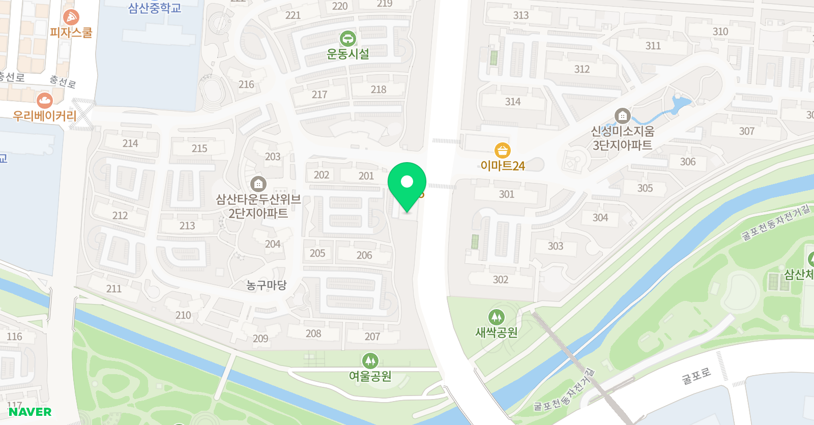 빨간펜 수학의달인 삼산두산위브점 위치