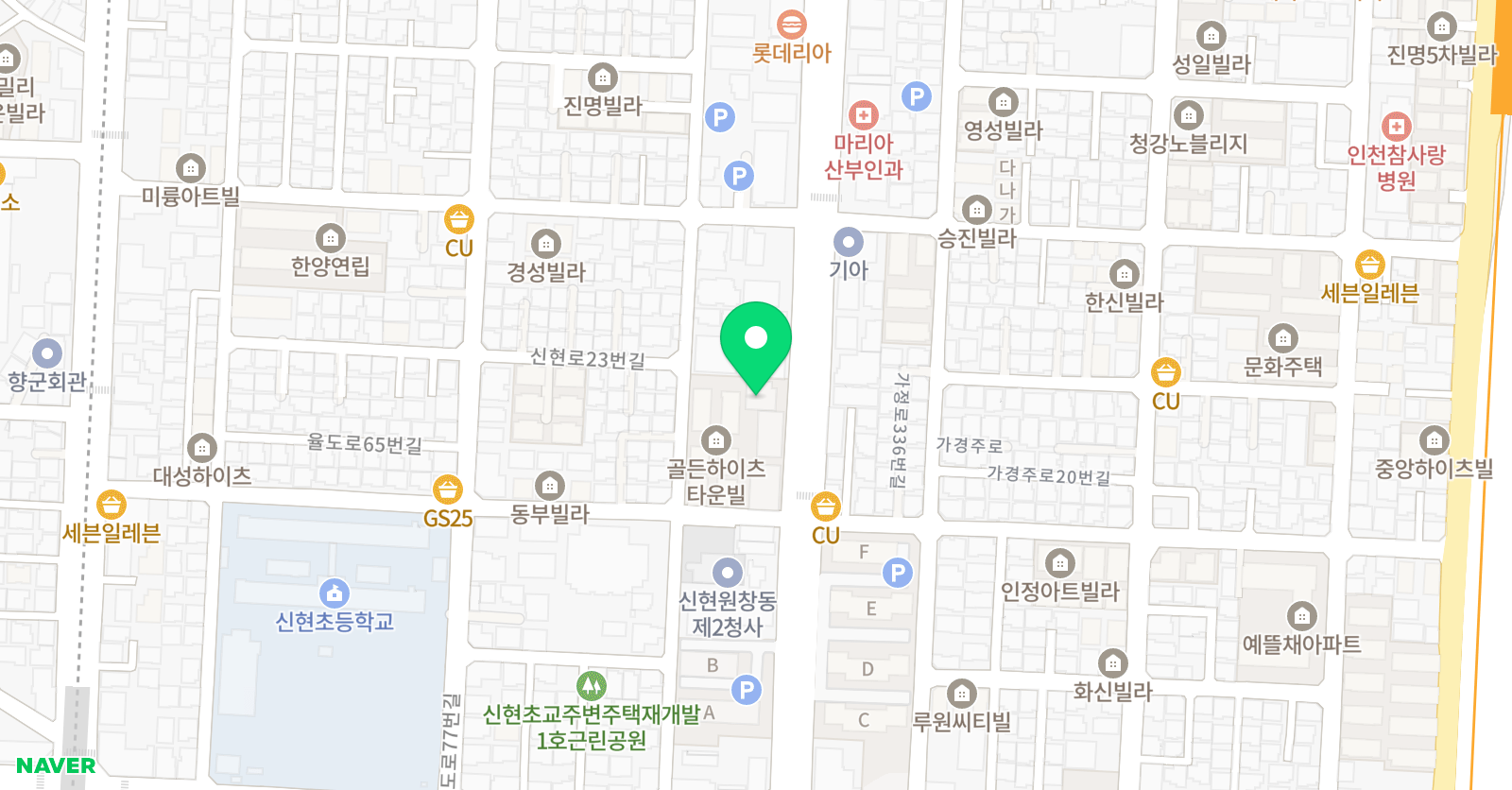 H.W.A 댄스학원 가정점 위치