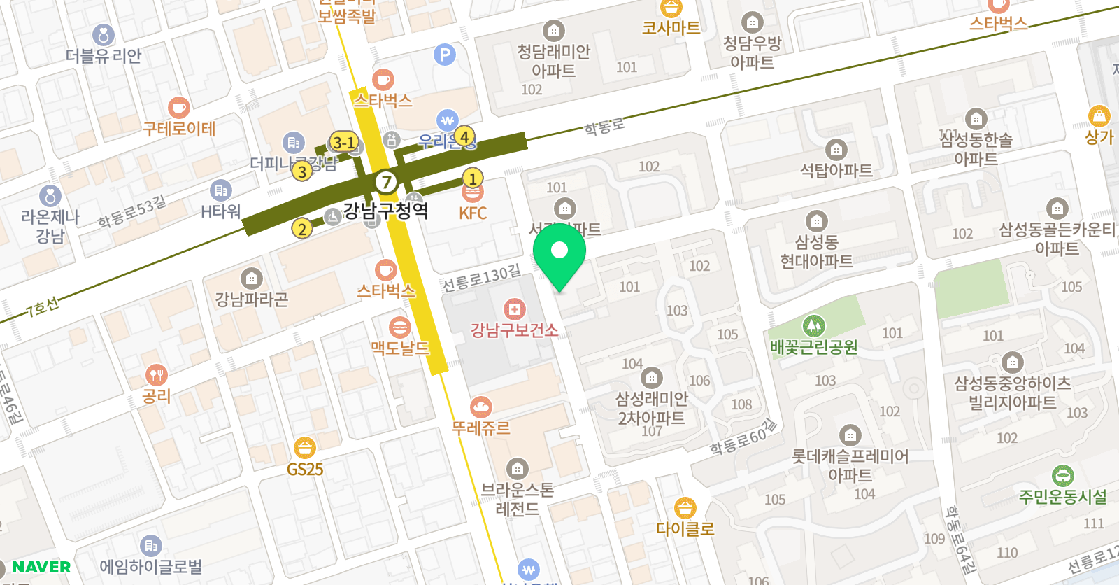 페디아플러스 청담브랜치 위치