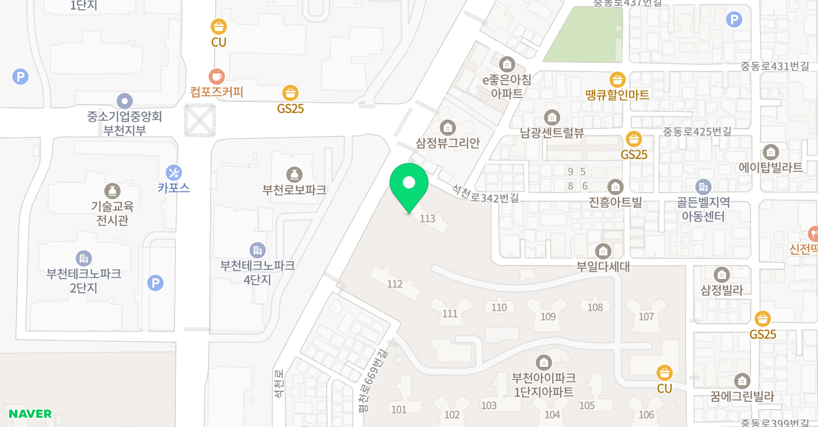 기탄 사고력교실 부천아이파크1단지점 위치