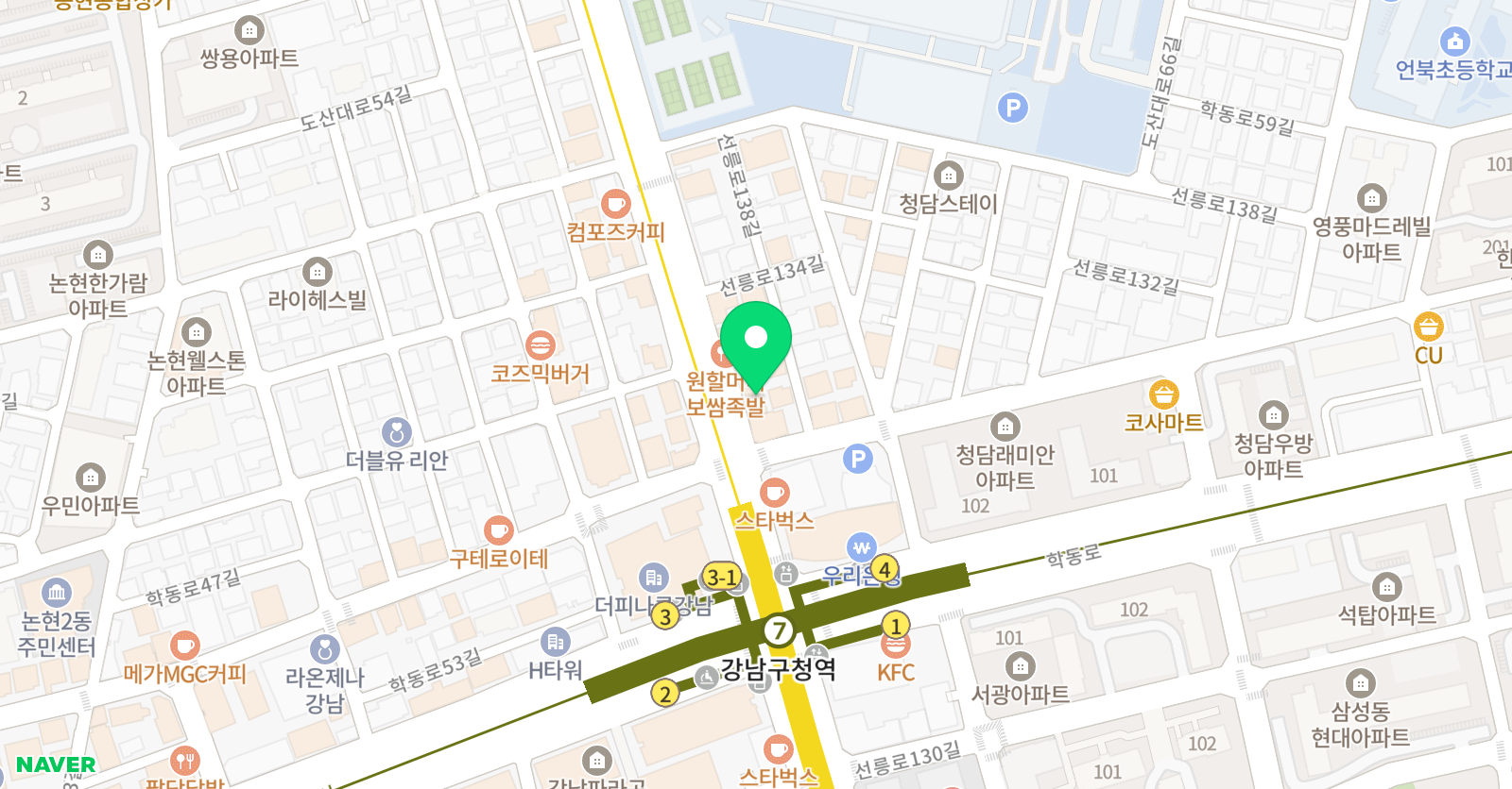 미래엔 수학 청담직영학원 위치