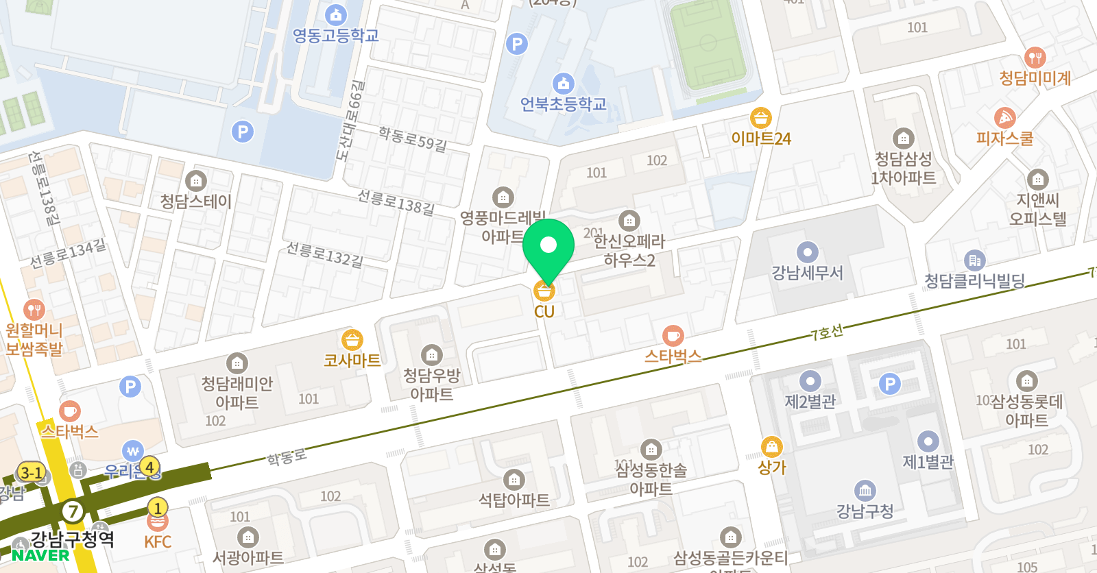 청담아카데미 영어학원 위치