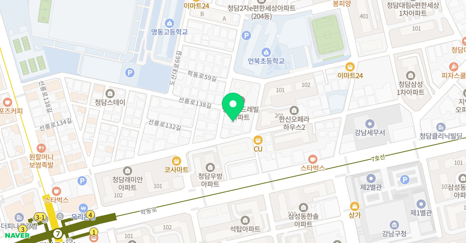 페이스청담 학원 위치