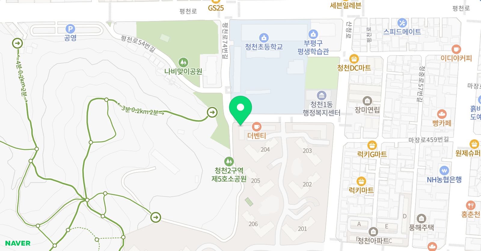 놀작 청천아트센터 미술학원 위치