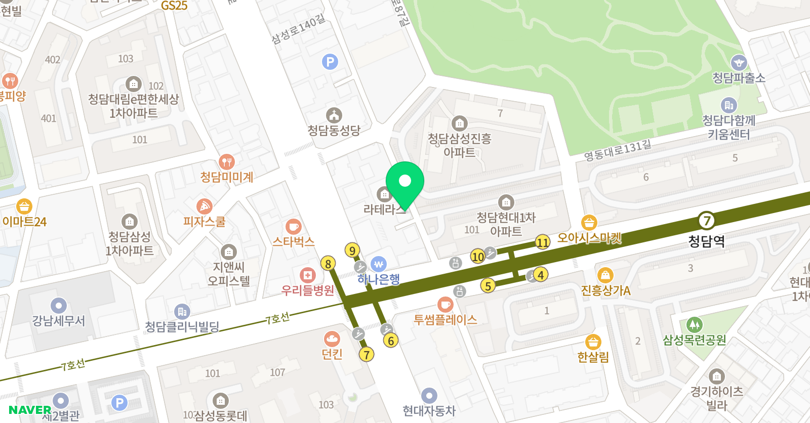 엑셀로뮤직아카데미 청담본점 위치