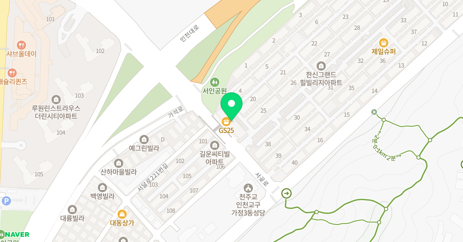 푸르넷 학원 한신 위치