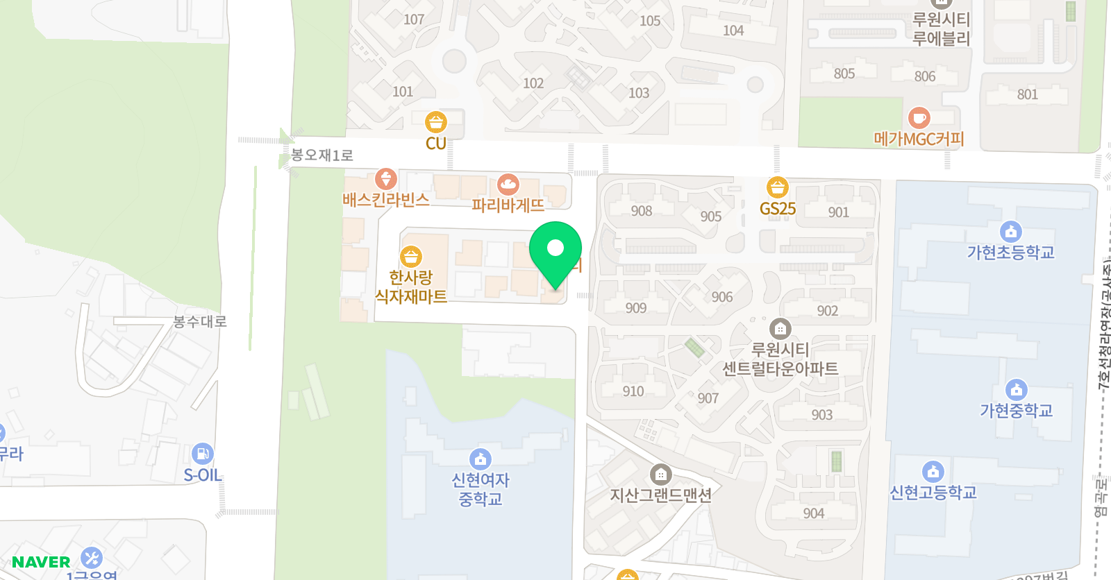 루원 우단비 영어수학학원 위치